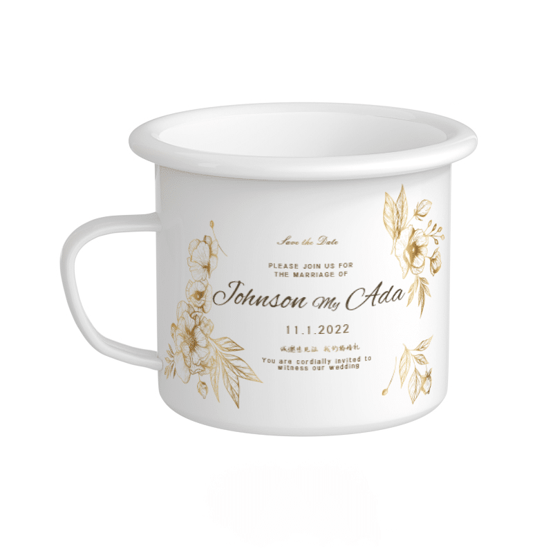 Full White Enamel Mugs Wedding 1