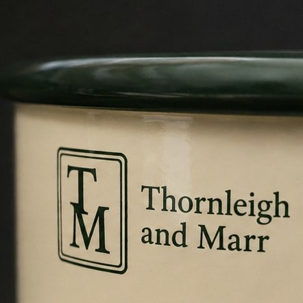 Branded enamel mugs with logo