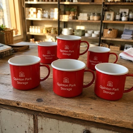 Promotional custom enamel mugs with company logo